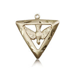 Holy Spirit Triangle Medal, 14 Karat Gold - 14 KT Yellow Gold
