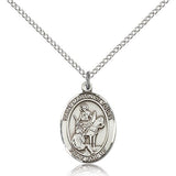 St. Martin of Tours Medal, Sterling Silver, Medium - 18&quot; 1.2mm Sterling Silver Chain + Clasp