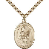 St. Agatha Medal, Gold Filled, Large - 24&quot; 2.4mm Gold Plated Chain + Clasp