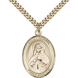 St. Olivia Medal, Sterling Silver, Large - 24&quot; 2.4mm Gold Plated Chain + Clasp