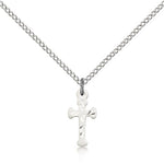 Cross Pendant, Sterling Silver - 18&quot; 1.2mm Sterling Silver Chain + Clasp
