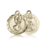 St. Christopher Air Force Medal, 14 Karat Gold - 14 KT Yellow Gold