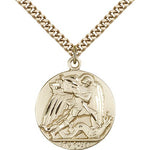 St. Michael the Archangel Medal, Gold Filled - 24&quot; 2.4mm Gold Plated Endless Chain