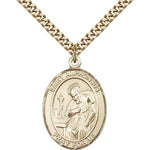 St. Alphonsus Medal, Gold Filled, Large - 24&quot; 2.4mm Gold Plated Chain + Clasp