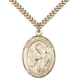 St. Alphonsus Medal, Gold Filled, Large - 24&quot; 2.4mm Gold Plated Chain + Clasp