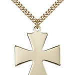 Surfer Cross Pendant, Gold Filled - 24&quot; 2.4mm Gold Plated Endless Chain