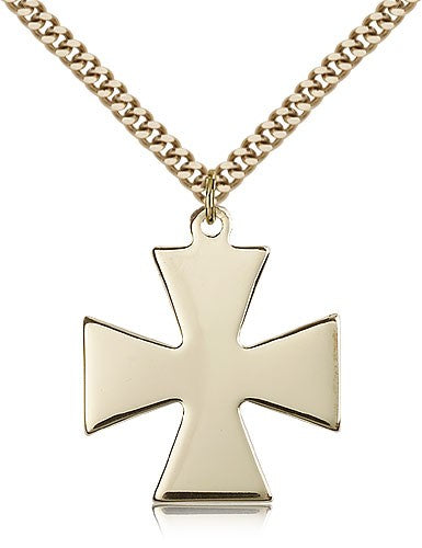 Surfer Cross Pendant, Gold Filled - 24&quot; 2.4mm Gold Plated Endless Chain