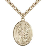 St. Joachim Medal, Gold Filled, Large - 24&quot; 2.4mm Gold Plated Chain + Clasp