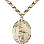 St. Petronille Medal, Gold Filled, Large - 24&quot; 2.4mm Gold Plated Chain + Clasp