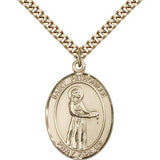 St. Petronille Medal, Gold Filled, Large - 24&quot; 2.4mm Gold Plated Chain + Clasp