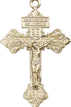 Crucifix Pendant, 14 Karat Gold - 14 KT Yellow Gold