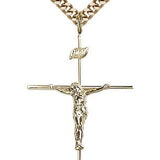 Crucifix Pendant, Gold Filled - 24&quot; 2.4mm Gold Plated Endless Chain