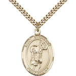 St. Stephanie Medal, Gold Filled, Large - 24&quot; 2.4mm Gold Plated Chain + Clasp
