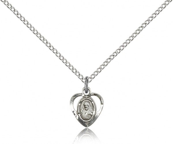 Scapular Medal, Sterling Silver - 18&quot; 1.2mm Sterling Silver Chain + Clasp