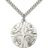 Christian Life Medal, Sterling Silver - 24&quot; 2.4mm Rhodium Plate Endless Chain