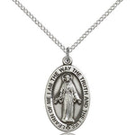 Scapular Medal, Sterling Silver - 18&quot; 1.2mm Sterling Silver Chain + Clasp