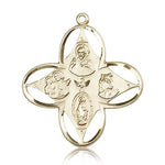 4 Way Cross Pendant, 14 Karat Gold - 14 KT Yellow Gold