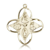 4 Way Cross Pendant, 14 Karat Gold - 14 KT Yellow Gold