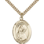 St. Monica Medal, Gold Filled, Large - 24&quot; 2.4mm Gold Plated Chain + Clasp