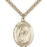 St. Monica Medal, Gold Filled, Large - 24&quot; 2.4mm Gold Plated Chain + Clasp