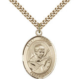 St. Robert Bellarmine Medal, Gold Filled, Large - 24&quot; 2.4mm Gold Plated Chain + Clasp