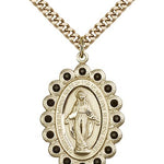 Miraculous Medal, Gold Filled - 24&quot; 2.4mm Gold Plated Endless Chain