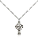 Celtic Cross Pendant, Sterling Silver - 18&quot; 1.2mm Sterling Silver Chain + Clasp