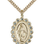 Miraculous Medal, Gold Filled - 24&quot; 2.4mm Gold Plated Endless Chain