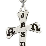 Cross Pendant, Sterling Silver - 24&quot; 2.4mm Rhodium Plate Endless Chain