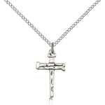 Nail Cross Pendant, Sterling Silver - 18&quot; 1.2mm Sterling Silver Chain + Clasp
