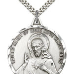 Scapular Medal, Sterling Silver - 24&quot; 2.4mm Rhodium Plate Endless Chain