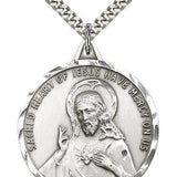 Scapular Medal, Sterling Silver - 24&quot; 2.4mm Rhodium Plate Endless Chain