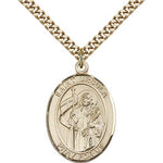 St. Ursula Medal, Gold Filled, Large - 24&quot; 2.4mm Gold Plated Chain + Clasp