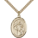 St. Ursula Medal, Gold Filled, Large - 24&quot; 2.4mm Gold Plated Chain + Clasp