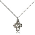 Communion 5 Way Cross Pendant, Sterling Silver - 18&quot; 1.2mm Sterling Silver Chain + Clasp