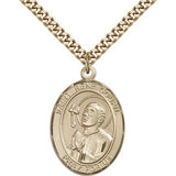St. Rene Goupil Medal, Gold Filled, Large - 24&quot; 2.4mm Gold Plated Chain + Clasp