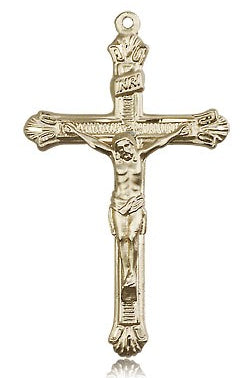 Crucifix Pendant, 14 Karat Gold - 14 KT Yellow Gold