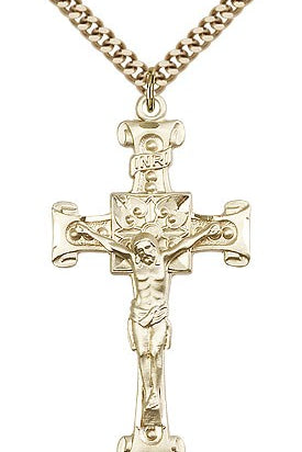 Crucifix Pendant, Gold Filled - 24&quot; 2.4mm Gold Plated Endless Chain