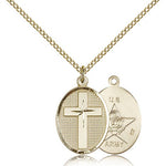 Army Cross Pendant, Gold Filled - Gold-tone