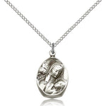 Madonna and Child Medal, Sterling Silver - 18&quot; 1.2mm Sterling Silver Chain + Clasp
