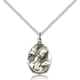 Madonna and Child Medal, Sterling Silver - 18&quot; 1.2mm Sterling Silver Chain + Clasp