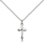 Cross Pendant, Sterling Silver - 18&quot; 1.2mm Sterling Silver Chain + Clasp