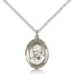 St. Luigi Orione Medal, Sterling Silver, Medium - 18&quot; 1.2mm Sterling Silver Chain + Clasp