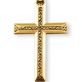 Cross with Raised Center Necklace +16 Karat Gold Over Sterling Silver with Chain - Gold-tone