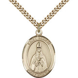 St. Blaise Medal, Gold Filled, Large - 24&quot; 2.4mm Gold Plated Chain + Clasp