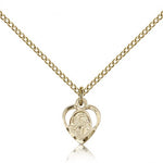 Women's Heart Shaped 14kt Gold Filled St. Anthony of Padua Pendant - 18&quot; 1.2mm 14kt Gold Filled Chain + Clasp