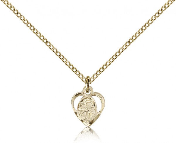 Women's Heart Shaped 14kt Gold Filled St. Anthony of Padua Pendant - 18&quot; 1.2mm 14kt Gold Filled Chain + Clasp
