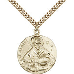 St. Albert the Great Medal, Gold Filled - 24&quot; 2.4mm Gold Plated Endless Chain