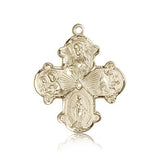 4 Way Cross Pendant, 14 Karat Gold - 14 KT Yellow Gold