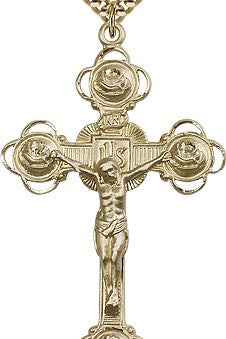 Crucifix Pendant, Gold Filled - 24&quot; 2.4mm Gold Plated Endless Chain